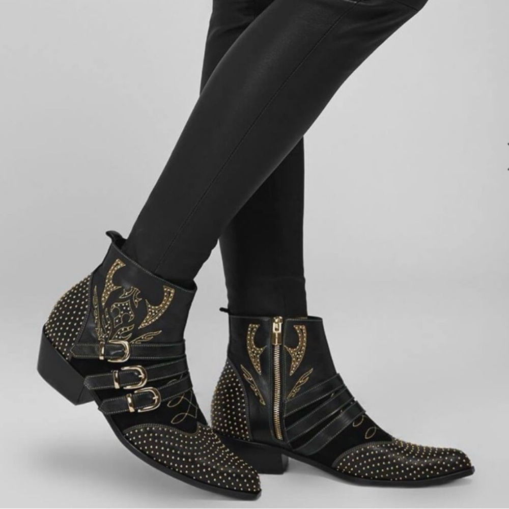 Anine Bing Penny Boots Gold Studs Size 37